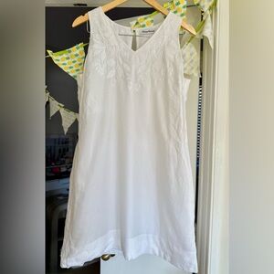 Tommy Bahama White Linen Sundress Embroidered